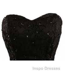 Sweetheart Short Black Lace Evening Prom Dress, Black Lace Graduation / Homecoming Dress