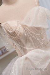 Elegant And Noble Ivory Sleeveless Off Shoulder Beaded Bow Evening Dress Ivory Thin Shoulder Strap Off Back Strap Evening Prom Dress