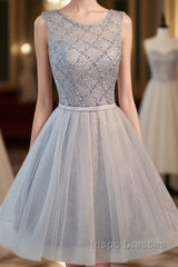 Elegant Diamond Beads  Lace Organza Sleeveless Scoop Neckline Lace Up Back For Teen Lovely Homecoming Dress
