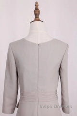 Elegant Mermaid 3/4 Long Sleeved Chiffon Bra With Belt Bride Mother Of The Bride Dress