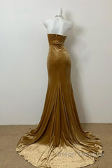 Elegant Mermaid Sweetheart Neck Velvet Long Evening Prom Dress Strapless Formal Evening Gown