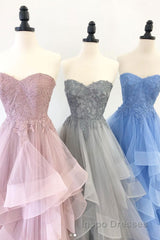 Elegant sweetheart tulle lace long Evening Prom Dress tulle formal Dress