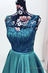 Elegant V Neck Green Lace Long Evening Prom Dress, Green Lace Formal Graduation Evening Dress