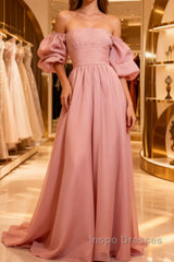 Fairy A Line Pink Long Evening Prom Dress Evening Dress