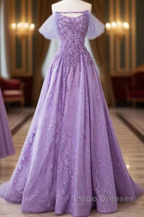Fairy A Line Strapless Lilac Evening Prom Dress Evening Dress