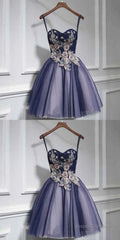 Cute tulle lace sweetheart neck short Prom Dresses