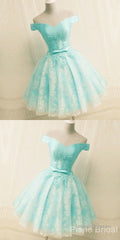 Green Off The Shoulder Appliques Short Homecoming Dress