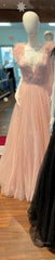 Glitter Feathers V-Neck Empire Waist A-Line Evening Prom Gown,Evening Prom Party Dress