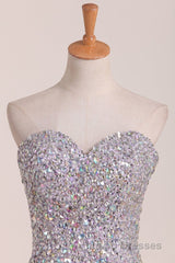 Gorgeous Mermaid Strapless Purple Beaded Long Evening Prom Dress, Mermaid Purple Beaded Formal Evening Dress, Purple Ball Gown