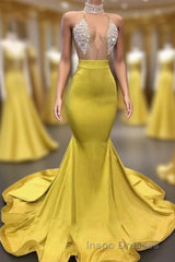 Gorgeous Deep V Neck Mermaid Evening Prom Dress, Long Evening Prom Dress