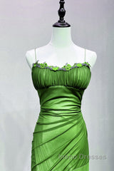 Green Straps Lace-Up Formal Dress Evening Dress, Green Spandex Evening Prom Dress