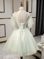 Green tulle short Evening Prom Dress, green tulle homecoming Dress