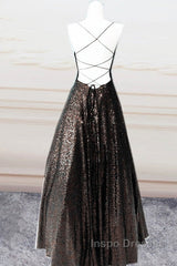 Lace Up Back Evening Prom Dress Sequins Ball Gown