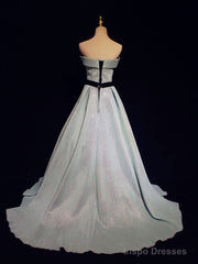 Light Blue A line Long Prom  Dress, Blue  Formal Evening Dresses