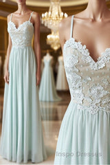 Light green tulle lace long Evening Prom Dress, green evening Dress