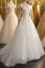 A-Line Tulle Lace Long Evening Prom Dress, Evening Prom Party Dress