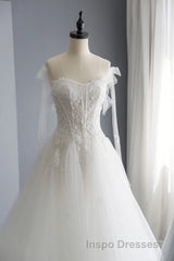 A-Line Tulle Lace Long Evening Prom Dress, Evening Prom Party Dress