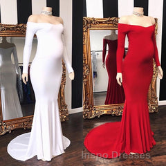 Long Mermaid Off-the-shoulder Pregnant Formal Evening Prom Dress with Sleeves