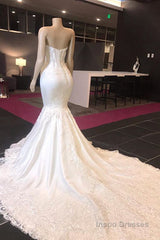 Long Mermaid Sweetheart Appliques Lace Wedding Dress