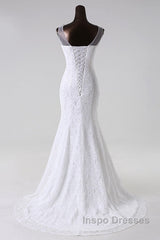 Long Scoop Lace Mermaid Wedding Dress Bridal Dress