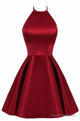 Lovely Halter Short Prom Dress, Homecoming Dresses , Satin Formal Dress
