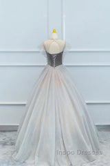 Lovely Velvet And Tulle Floor Length Evening Prom Dress, Gray A-Line Formal Evening Dress