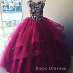 Luxurious Crystal Beaded Bodice Corset Organza Layered Quinceanera Dress