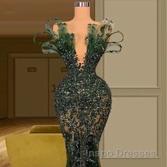 Luxury See Through Beaded Evening Prom Dress Bodycon Sexy Evening Prom Evening Dress