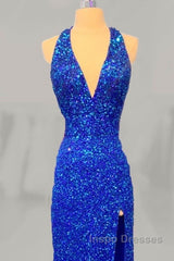 Mermaid Halter Sequin Split Dress
