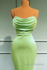 Mermaid Sage Green Spandex Dress Cowl Neck