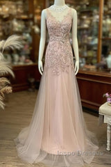 Mermaid / Trumpet Evening Prom Dress Maxi Dress Party Wear Sweep / Brush Train Sleeveless V Neck Tulle With Appliques