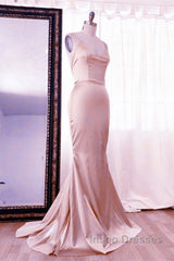 Mermaid V Neck Satin Spaghetti Straps Dress