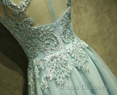 Mint Green Tulle Short Lace Beaded Knee Length Wedding Party Dress, Lovely Homecoming Dress Evening Prom Dress