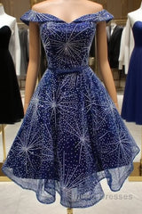 Off Houlder Bridesmaid Dress, Sequin Evening Dress, Short Homecoming Dress,Custom Made