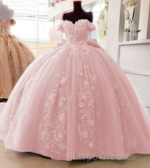 Off Shoulder Ball Gown Quinceanera Dress 3D Floral Applique Gowns