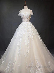 Off Shoulder Lace Long Evening Prom Wedding Dress