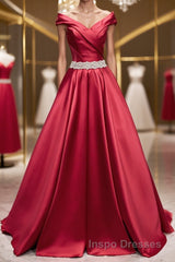 Off the Shoulder Burgundy Long Evening Prom Dress, Off Shoulder Wine Red Formal Evening Dress