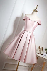 Off The Shoulder Pink Homecoming Dress Short Evening Prom Dress, Off Shoulder Graduation Dress, Formal Dress, Evening Dress