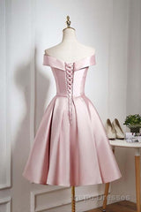 Off The Shoulder Pink Homecoming Dress Short Evening Prom Dress, Off Shoulder Graduation Dress, Formal Dress, Evening Dress