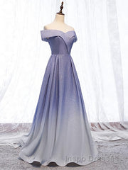 Off the Shoulder Purple Ombre Long Evening Prom Dress, Off the Shoulder Purple Formal Evening Dress with Corset Back