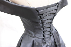 Off the Shoulder Short Black Evening Prom Dress, Little Black Formal Graduation Homecoming Dress