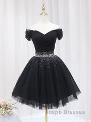Off The Shoulder Tulle Red Short Evening Prom Dress Lace Up