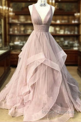 Open Back Dusty Pink Long Evening Prom Dress Simple Evening Gowns,
