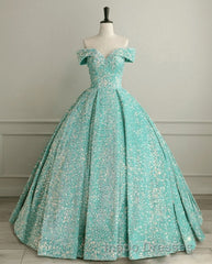Pink Quinceanera Dress Sequin Off The Shoulder Ball Gown Dress