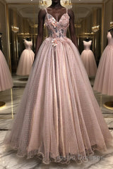 Pink sweetheart tulle lace long Evening Prom Dress pink tulle formal Dress