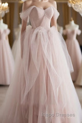 Pink sweetheart tulle long Evening Prom Dress, pink tulle formal Dress