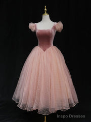 Pink tulle short prom dress pink tulle homecoming dress