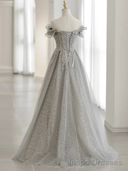 Pretty A line Off The Shoulder Sequin Long Evening Party Dress Prom Dresses