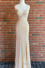 Stunning Straps Sequined Mermaid Long Evening Prom Dress
