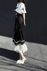 Princess A Line Black Satin Long Evening Prom Dress Night Lolita Dress Birthday Outfits